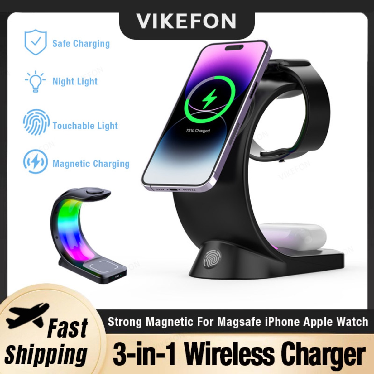 Smartwatch Touch - Magnetic Wireless Charger Touch Night Desktop