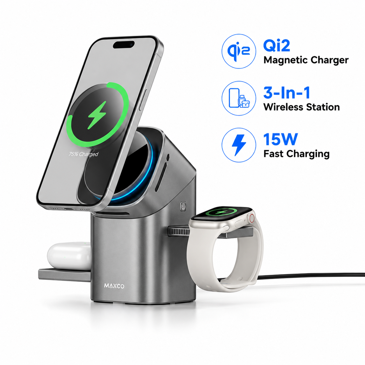 Smartwatch Touch - 2026 Qi2 Automatic Touch Magnetic Multi-function