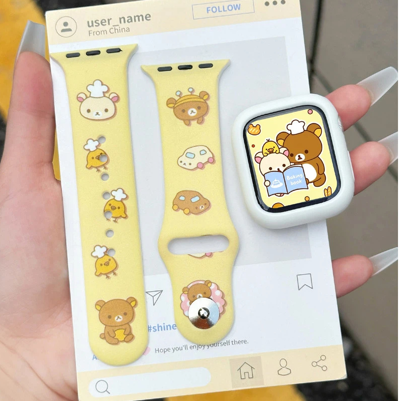 Cute Rilakkuma Print Silicone  - đánh giá và giá Silicone Band Replacement