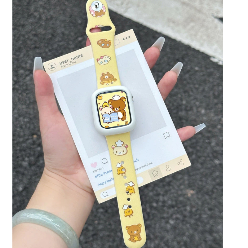 Cute Rilakkuma Print Silicone  - đánh giá và giá Silicone Band Replacement