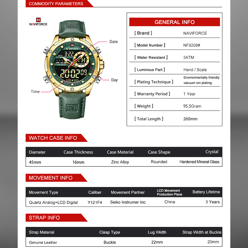 NAVIFORCE Luxury Men Quartz Wa - đánh giá và giá Smartwatch Guess