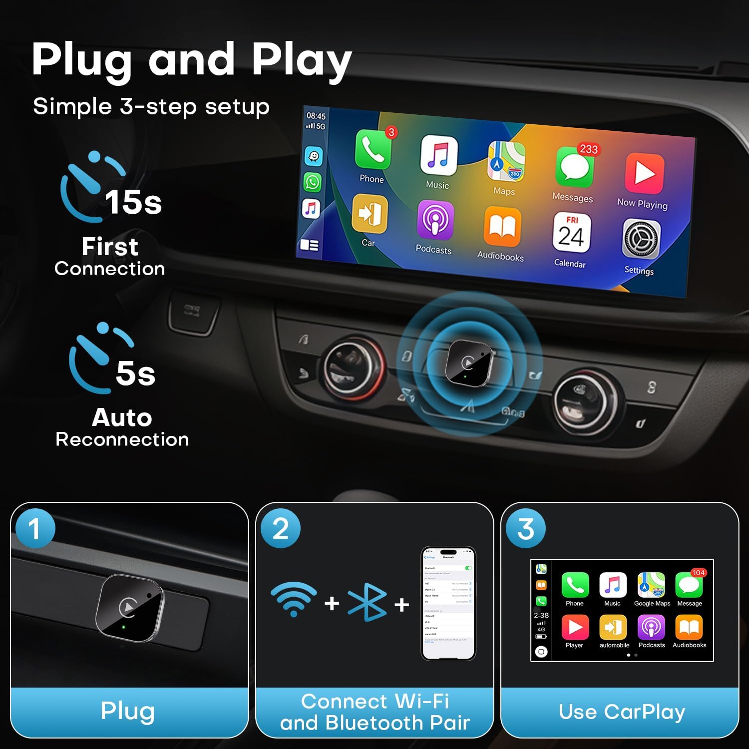 2-in-1 Wireless CarPlay & Andr - đánh giá và giá Smartwatch Universal