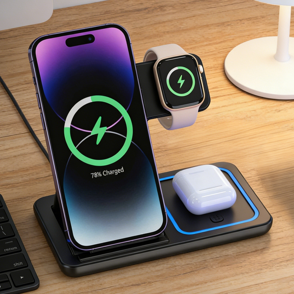 Foldable 3 in 1 Wireless Charg - đánh giá và giá Watch Charging Dock