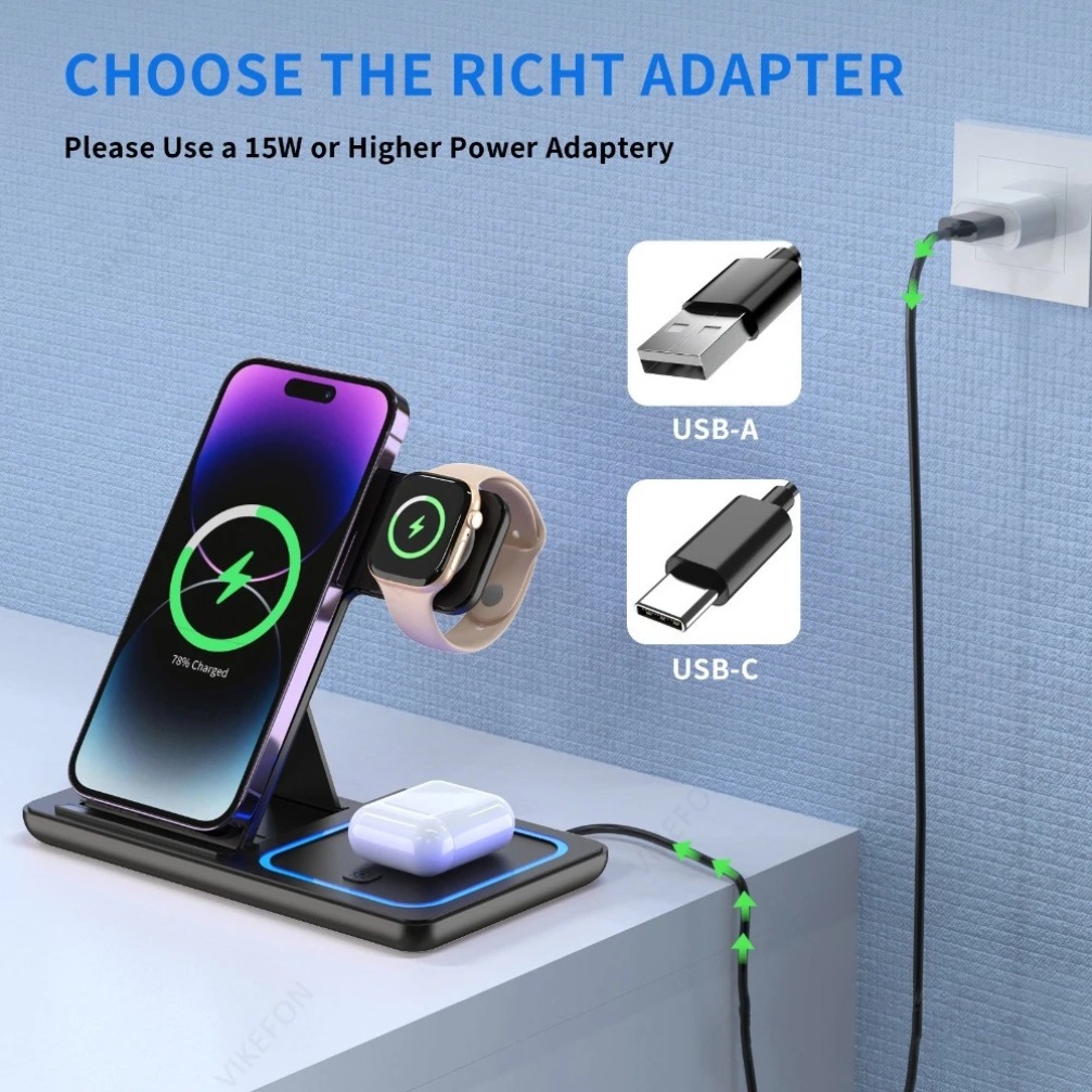 Foldable 3 in 1 Wireless Charg - đánh giá và giá Watch Charging Dock