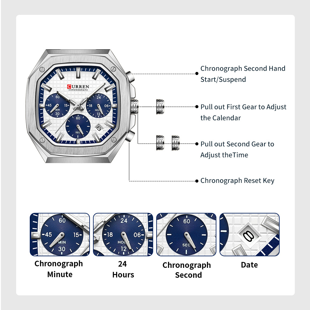 CUREEN Fashion Date Quartz Men - đánh giá và giá Smartwatch Guess